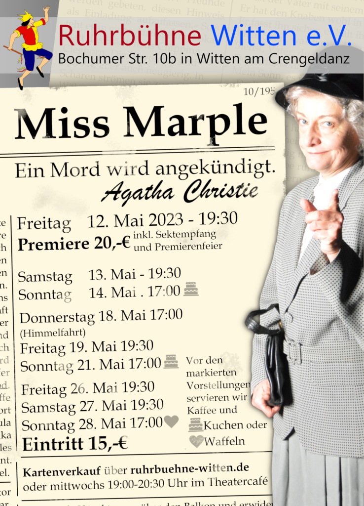 Szenenfoto 2 aus „Miss Marple – Ein Mord wird angekündigt.“ auf der Ruhrbühne Witten